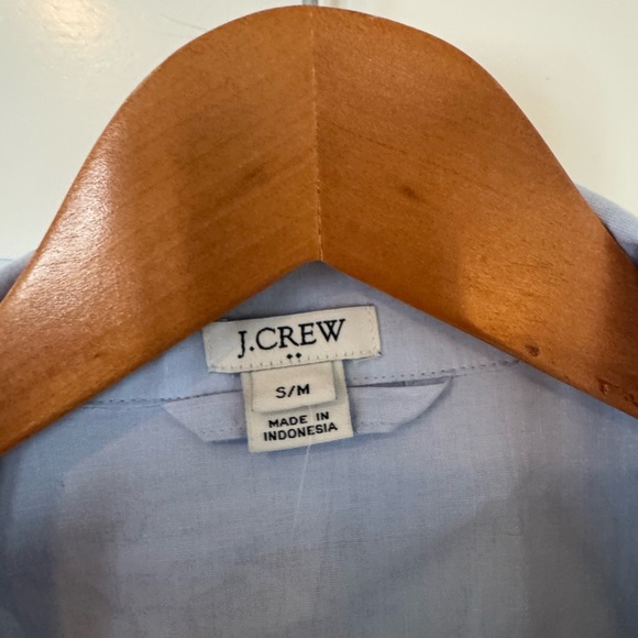 J. Crew Light Blue navy piping Women's cotton melted robe S/M NWT - Picture 3 of 5